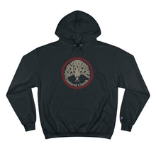 Load image into Gallery viewer, Oakland Classik X Champion Hoodie Black Hoodie with Burgundy and Tan oakclsk logo