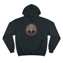 Load image into Gallery viewer, Oakland Classik X Champion Hoodie Black Hoodie with Burgundy and Tan oakclsk logo
